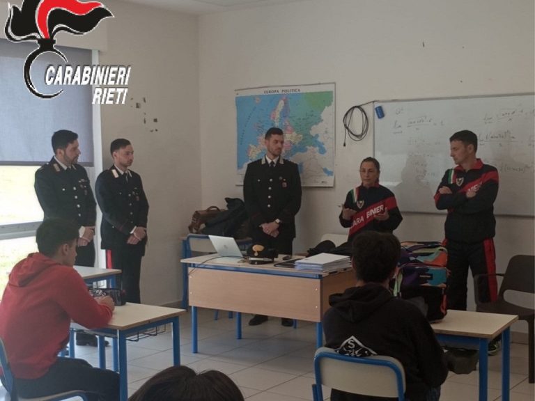 Cultura della legalità, l’Arma Carabinieri incontra gli studenti di Cittaducale, Amatrice e Leonessa