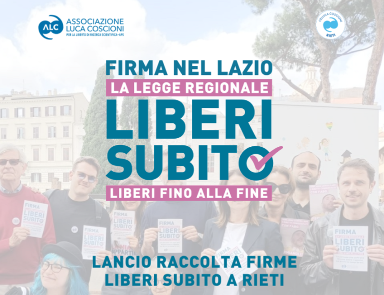 Raccolta firme per la proposta di legge “Liberi Subito”. A Rieti mobilitazione il 26 aprile in piazza Vittorio Emanuele II