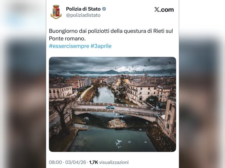 La Polizia di Stato omaggia Rieti con una foto di Francesco Patacchiola, fotografo reatino