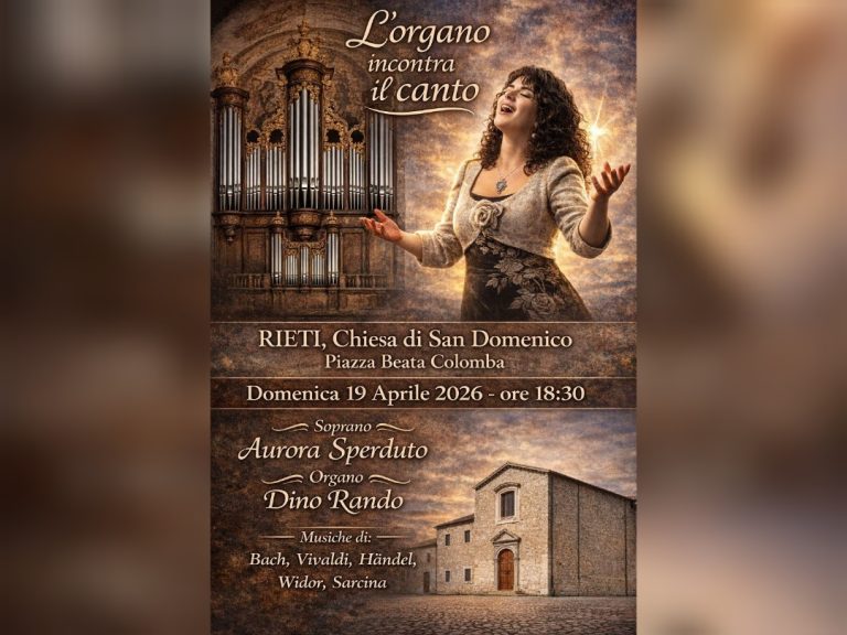 Il 19 aprile concerto d’Organo nella Chiesa di San Domenico a Rieti