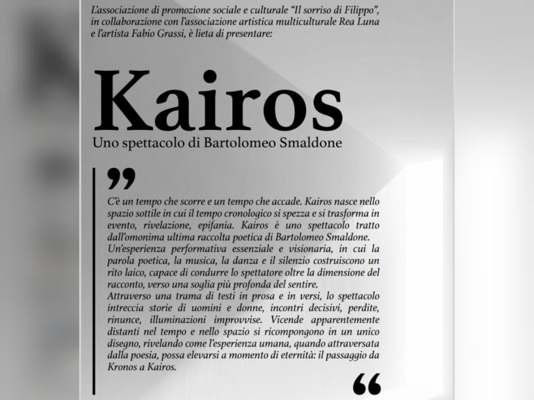 Il Sorriso di Filippo presenta Kairos, spettacolo di Bartolomeo Smaldone