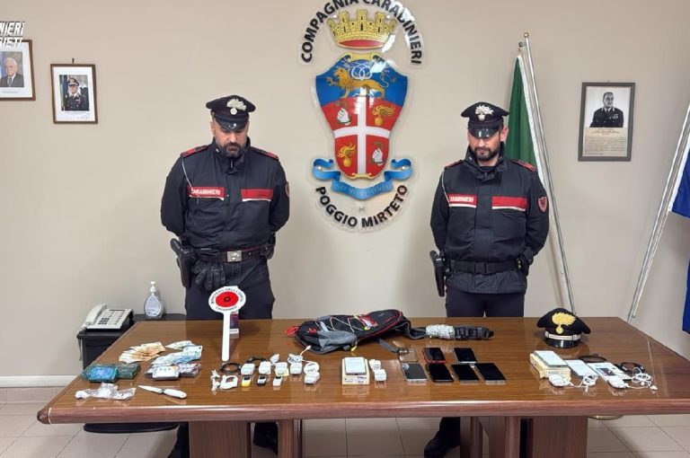 Intercettati un chilo di droga e dodici telefonini destinati al Carcere di Rieti: tre persone finiscono in manette