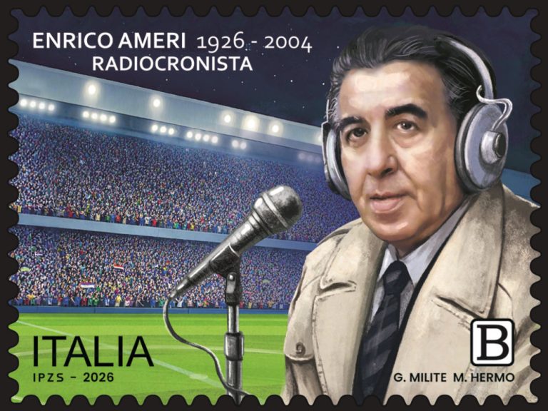 Francobollo dedicato a Enrico Ameri nel centenario della nascita