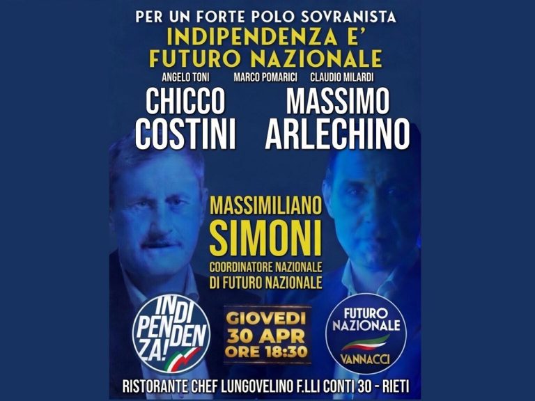 Indipendenza è Futuro Nazionale: a Rieti nasce la sfida per un grande polo sovranista
