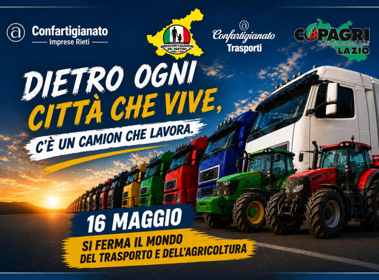 Rieti, il 16 maggio si ferma il mondo del trasporto e dell’agricoltura