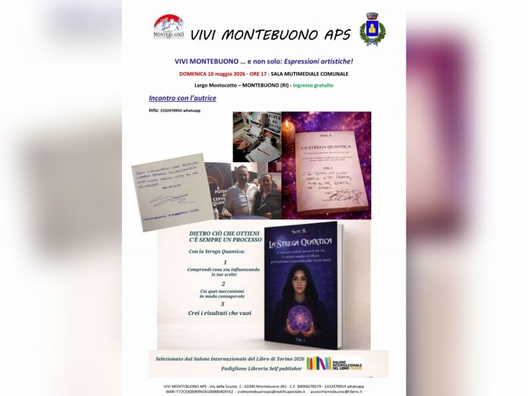 Serena Benedetti presenta a Montebuono la sua opera prima: “La strega quantica”