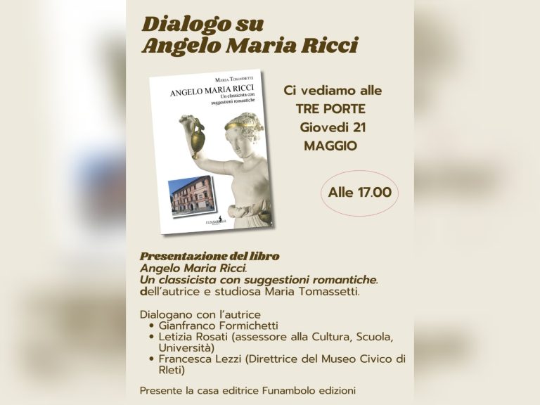 Dialogo su Angelo Maria Ricci, a Rieti il 21 maggio