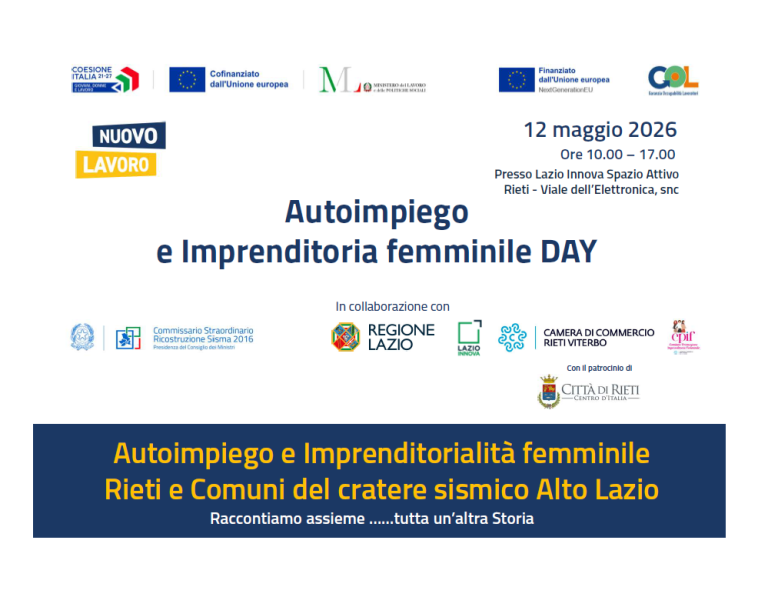 Autoimpiego e Imprenditorialità femminile DAY Raccontiamo assieme tutta un’altra Storia
