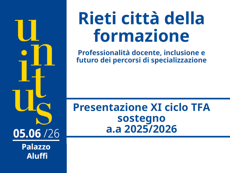 Rieti città della formazione. Professionalità docente, inclusione e futuro dei percorsi di specializzazione