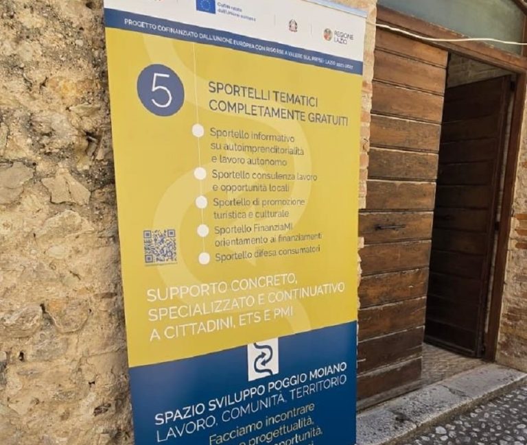 Al Comune di Poggio Moiano finanziamento di 160.000€ per la realizzazione del progetto “Spazio Sviluppo Poggio Moiano – Lavoro, comunità, territorio”
