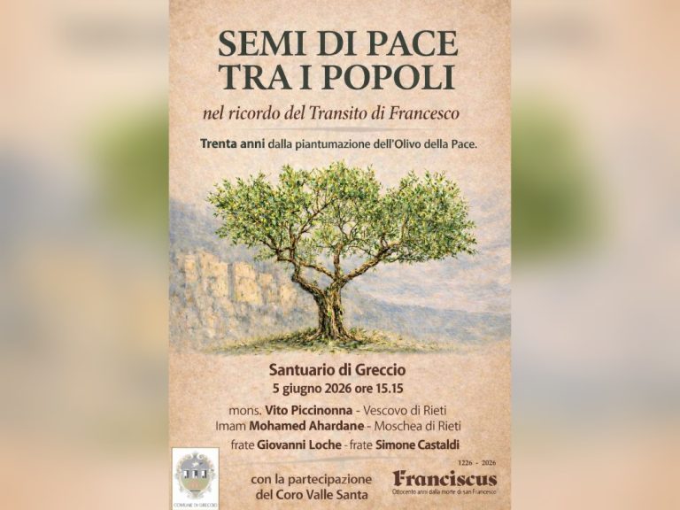 Santuario di Greccio, “Semi di Pace tra i popoli nel ricordo del Transito di Francesco”