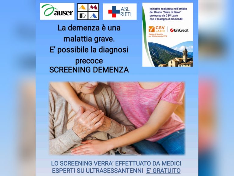 Ad Antrodoco il 5 giugno screeningper diagnosi precoce della demenza