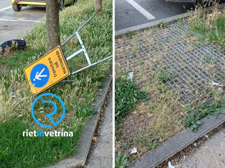 SEI TU IL REPORTER – Mario: “Da mesi in via Canali cartelli segnalatori e preziosi pannelli di grigliato abbandonati”