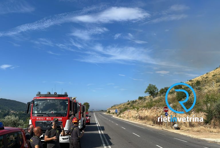 Incendio Monte degli Elci di Fara in Sabina. Sono due i fronti: in azione canadair, elicottero e sei squadre di terra