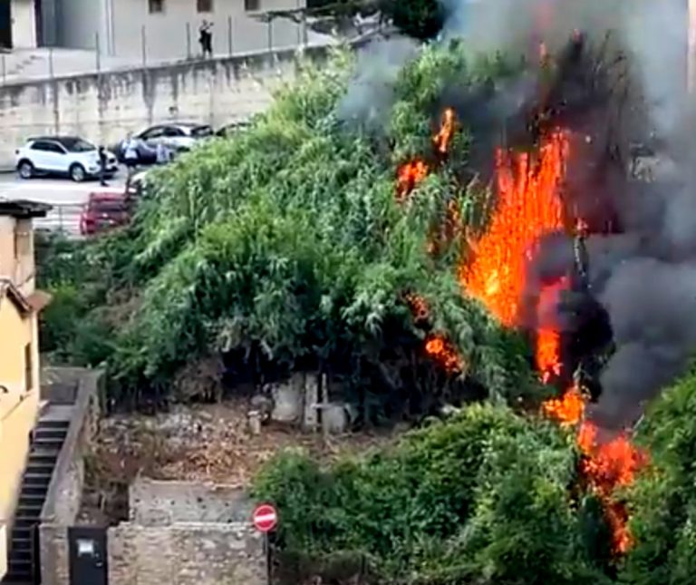 Incendio in piazzale Riosole a Poggio Mirteto