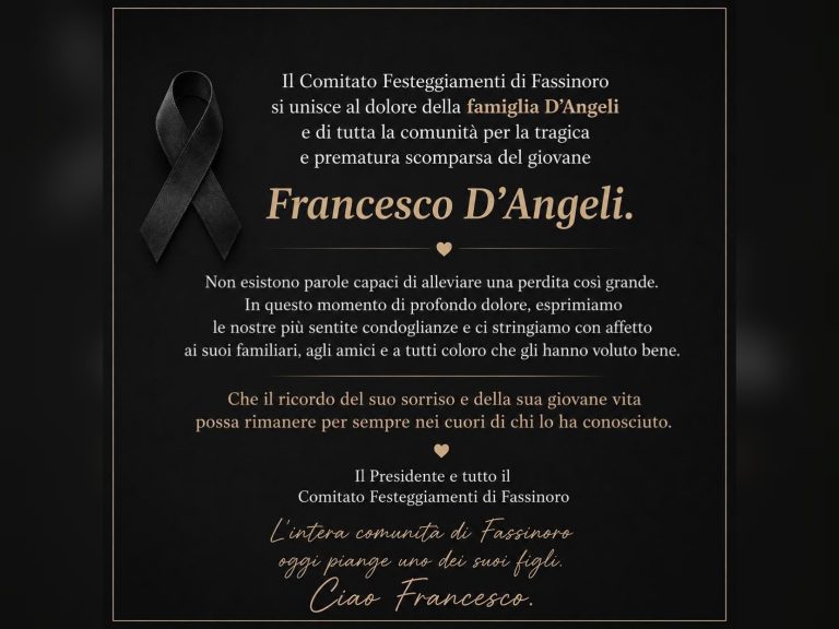 Addio a Francesco D’Angeli deceduto nel Velino: il cordoglio della comunità di Fassinoro