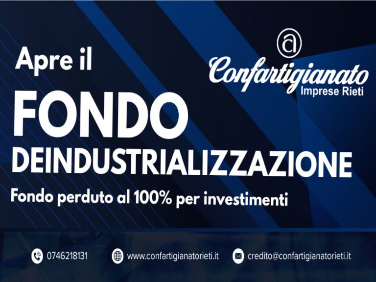 Fondo Deindustrializzazione: fino a 300.000 euro a fondo perduto per le imprese manifatturiere.