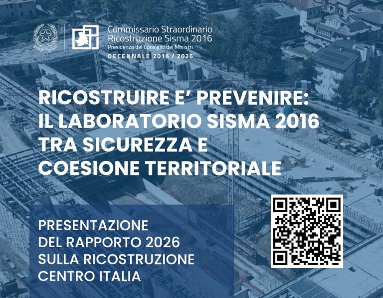 Ricostruzione post sisma 2016, il 23 giugno la presentazione del Rapporto Annuale sul Centro Italia