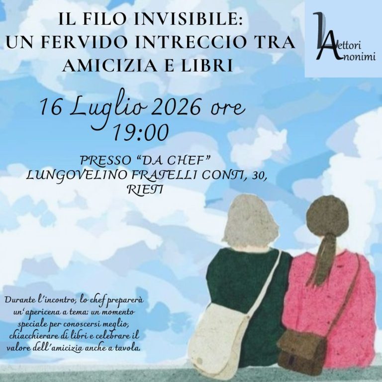 Giovedi 16 luglio nuovo incontro con i “Lettori Anonimi” di Rieti