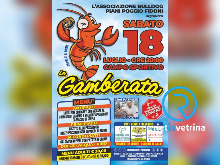 È FESTA – Sabato 18 luglio a Piani Poggio Fidoni torna “La Gamberata”