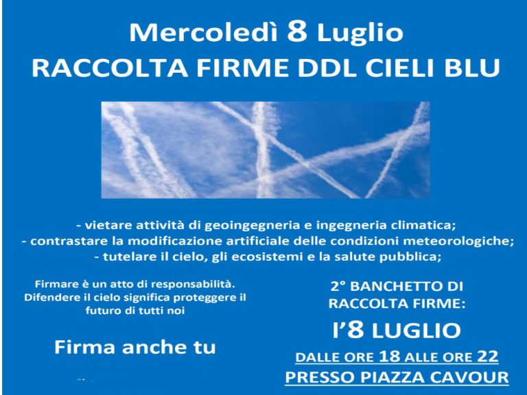 Raccolta firme per il DDL Cieli Blu: nuovo banchetto a Rieti