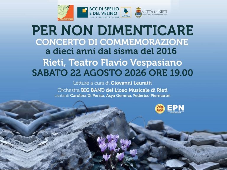 Sabato 22 agosto al Teatro Vespasiano “Per non dimenticare”, concerto di commemorazione a 10 anni dal sisma 2016
