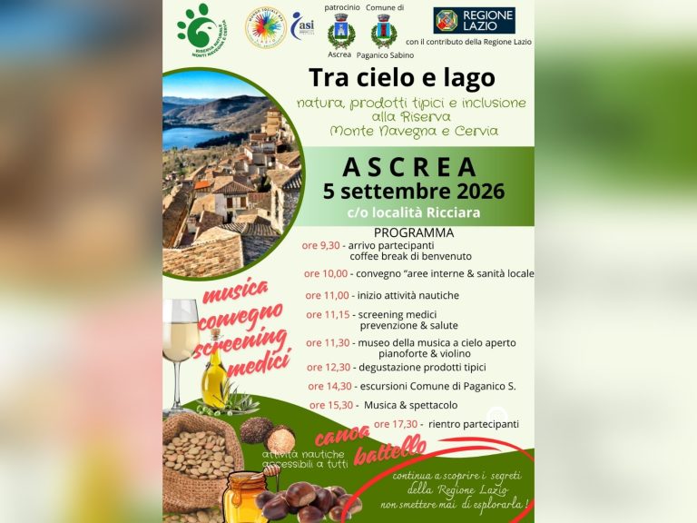 “Tra cielo e lago”, il 5 settembre ad Ascrea località Ricciara