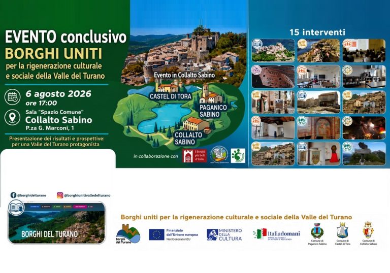A Collalto Sabino presentazione dei risultati del progetto: “Borghi uniti per una rigenerazione culturale e sociale della Valle del Turano”