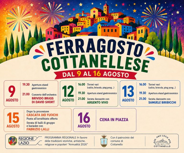 È FESTA – Fino al 16 agosto c’è il “Ferragosto Cottanellese 2026” – TUTTI GLI EVENTI
