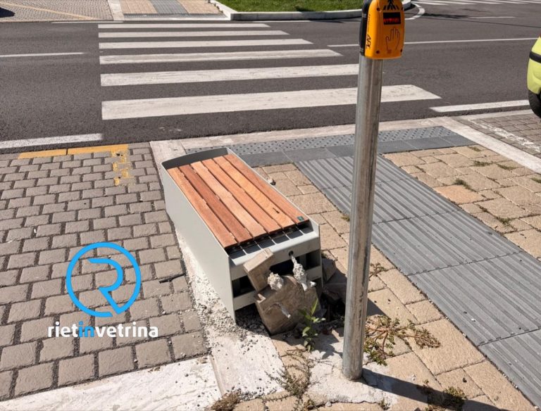 Divelto uno dei nuovi cestini installati in via Borsellino a Rieti