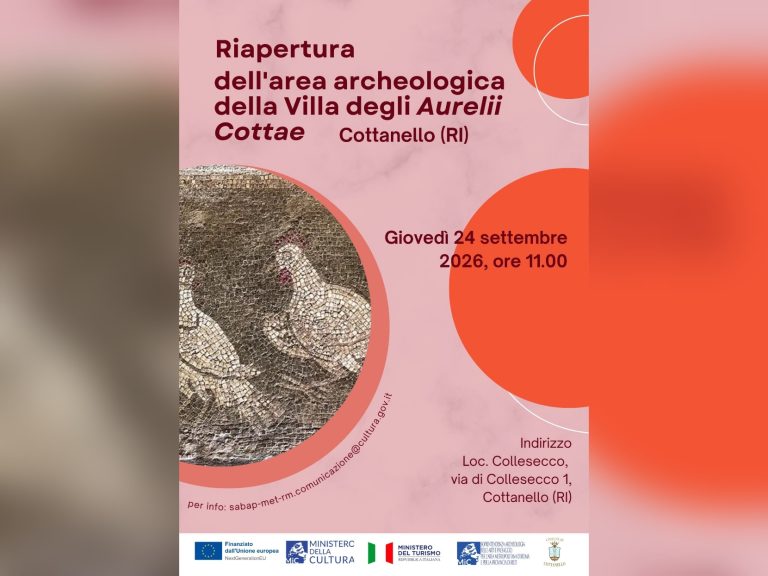 Concluso l’intervento di riqualificazione e valorizzazione della Villa degli Aurelii Cottae. Apertura il 24 settembre