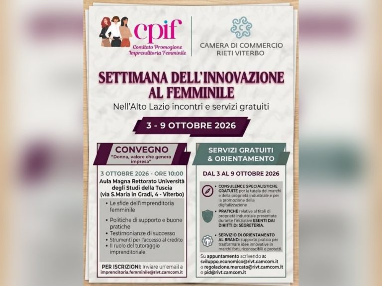 Donna, valore che genera impresa: nell’Alto Lazio una settimana di incontri e servizi gratuiti
