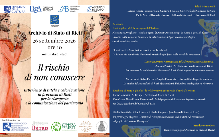 Tornano all’Archivio di Stato di Rieti le Giornate Europee del Patrimonio