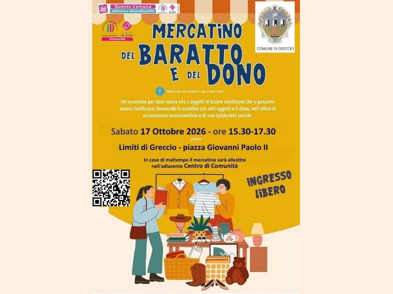Greccio, torna il “Mercatino del Baratto e del Dono”