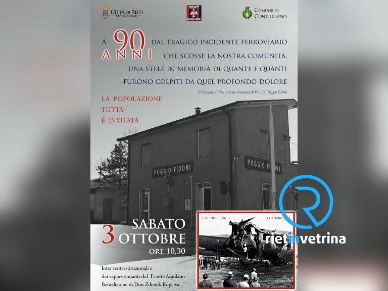 Sabato 3 ottobre sarà svelata una stele commemorativa per i 90 anni dalla tragedia ferroviaria che scosse Poggio Fidoni