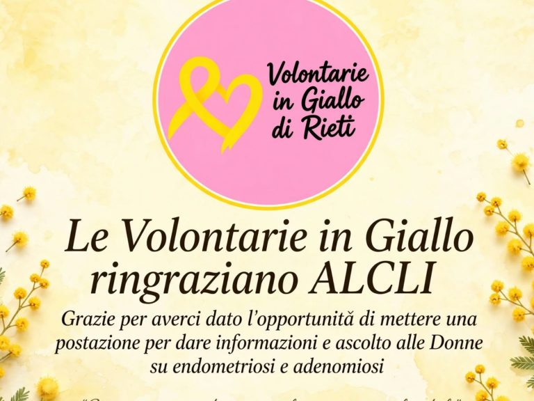 Volontarie in Giallo: “Grazie di cuore a Santina Proietti. Grazie ALCLI”
