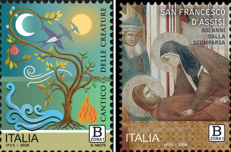 Due francobolli per celebrare san Francesco