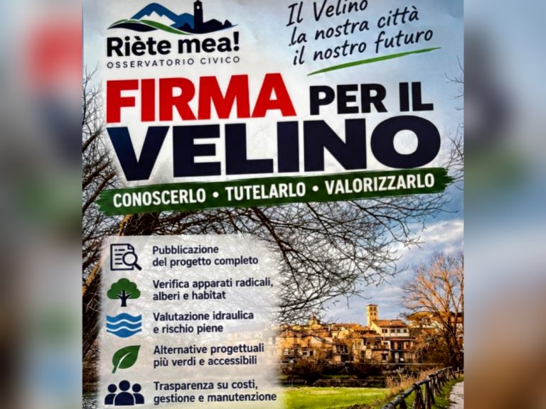 Iniziata la petizione “Firma per il Velino” – Le 5 richieste