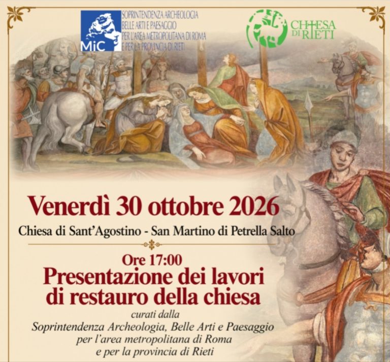 San Martino di Petrella Salto, il 30 ottobre la presentazione dei lavori di restauro della Chiesa di Sant’Agostino