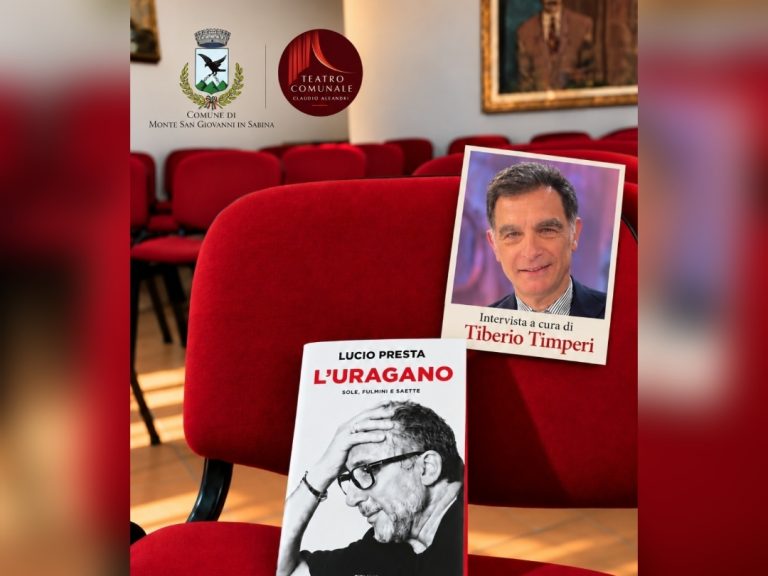 Il 31 ottobre Lucio Presta e Tiberio Timperi a Monte San Giovanni in Sabina per la presentazione del libro: “L’URAGANO – Sole, fulmini e saette”