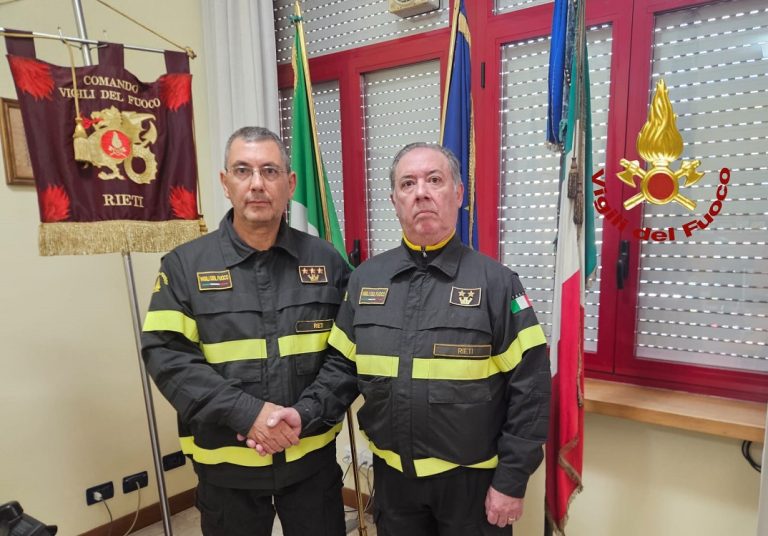 Il pompiere Fabrizio Gianni va in pensione: i saluti del Comando VVF di Rieti