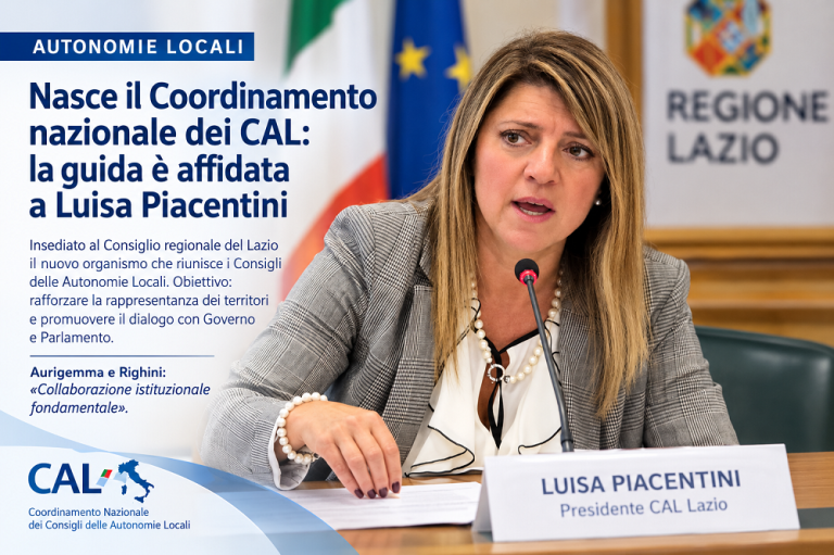 Autonomie Locali, Luisa Piacentini alla guida del neo-nato Coordinamento Nazionale dei CAL