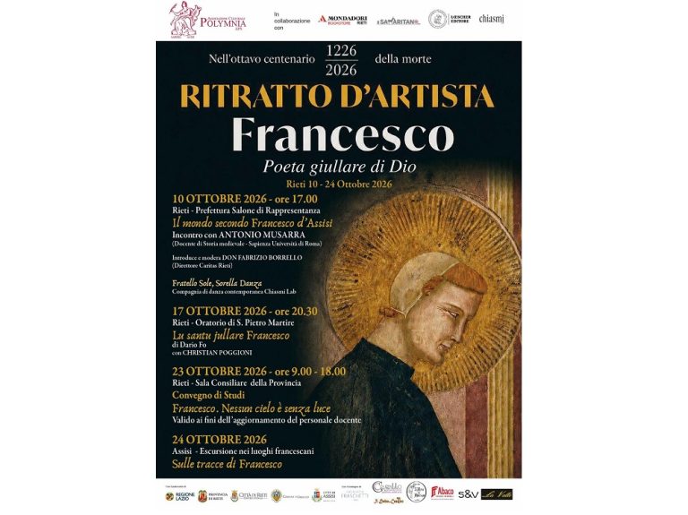 Rassegna Ritratto d’artista. Francesco poeta giullare di Dio. Primo appuntamento alla Prefettura di Rieti